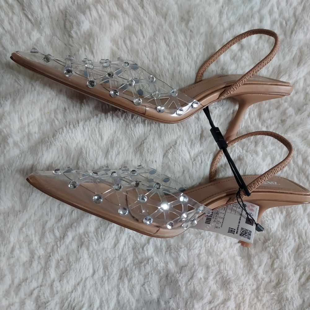 Zara rhinestones Slingback Sz 8/39 - Picture 9 of 12